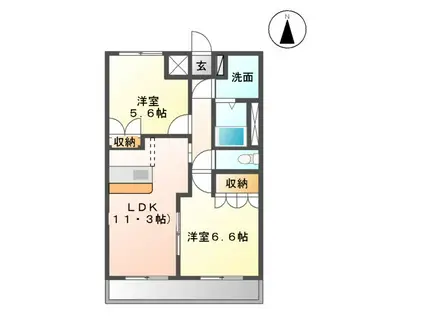 ビューテラス(2LDK/1階)の間取り写真