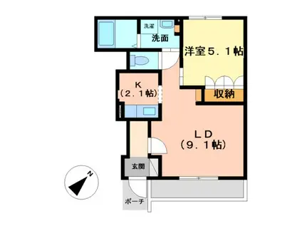 サンガーデン(1LDK/1階)の間取り写真