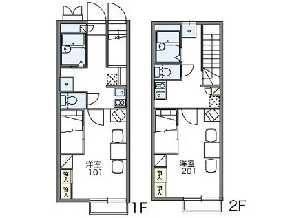レオパレスフラーリッシュB(1K/2階)の間取り写真