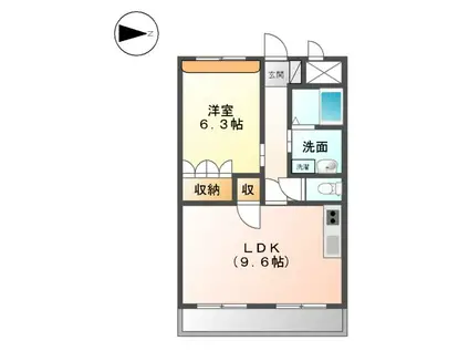 エスポワールアイ(1LDK/1階)の間取り写真