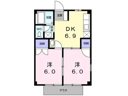 マザーグースⅠ(2DK/1階)の間取り写真