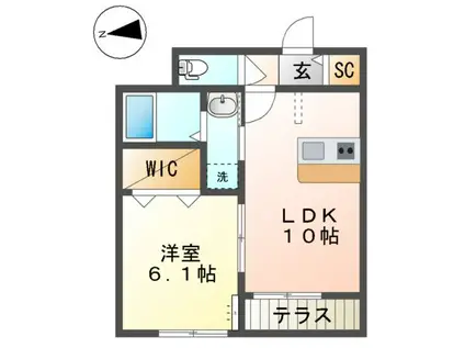 セカンド.クリスタル(1LDK/1階)の間取り写真