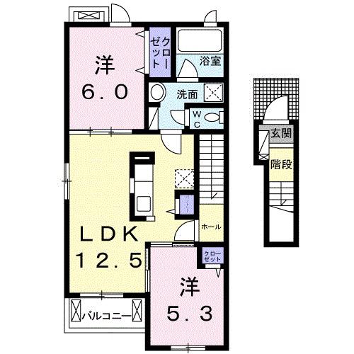 シリウス 29 Ⅰ(2LDK/2階)の間取り写真