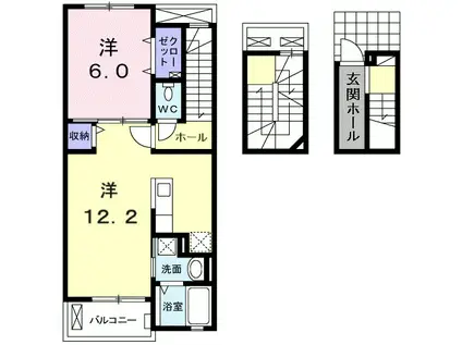 ベル・シュテルン(1LDK/3階)の間取り写真