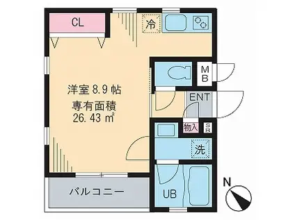 アネックス西新宿(ワンルーム/1階)の間取り写真