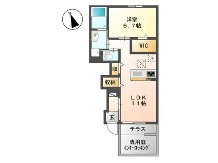 ドライバーム(1LDK/1階)の間取り写真