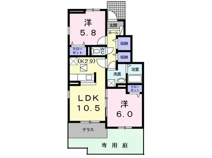 グロリアス ホームⅠ(2LDK/1階)の間取り写真
