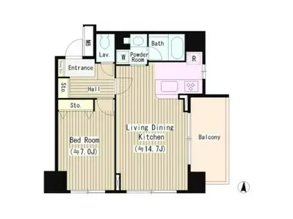 ガルデニア蔵前(1LDK/3階)の間取り写真