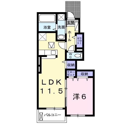 ステラオッファⅡ(1LDK/1階)の間取り写真