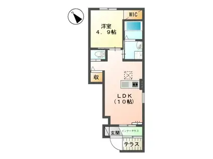 フェリール(1LDK/1階)の間取り写真