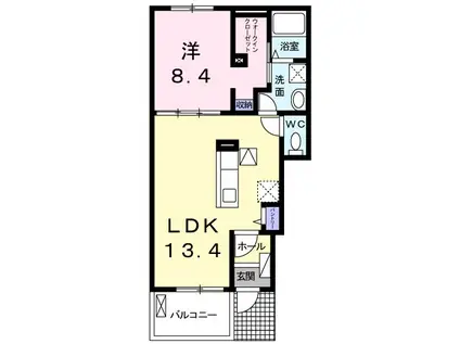 DEAR COURT Ⅱ(1LDK/1階)の間取り写真