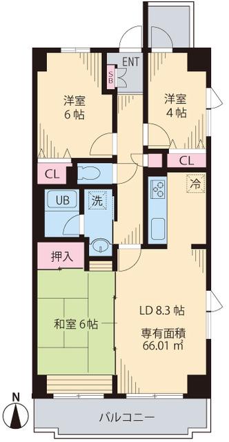 シャルマン井荻(3LDK/7階)の間取り写真