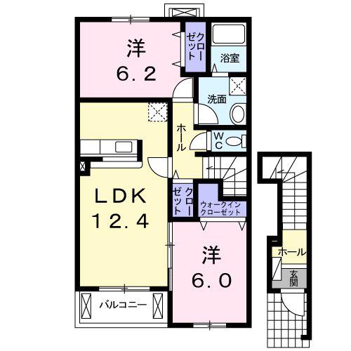 プレッソ・Ⅱ(2LDK/2階)の間取り写真