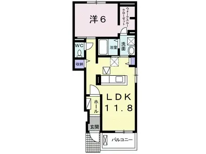 エレガンス3(1LDK/1階)の間取り写真