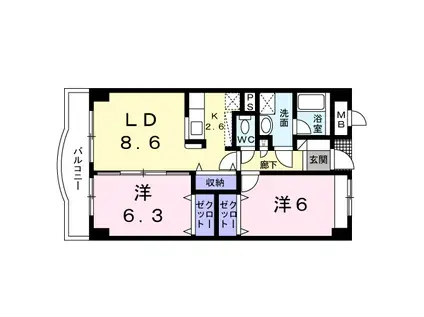 エミネンスフローラ Ⅱ(2LDK/4階)の間取り写真