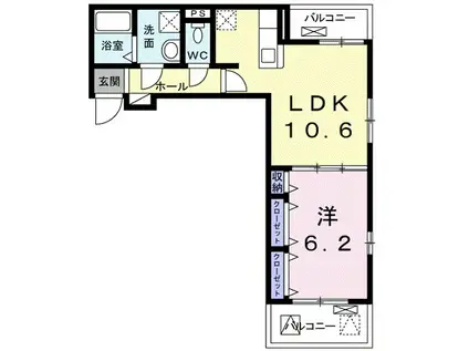 クオーレⅢ(1LDK/3階)の間取り写真