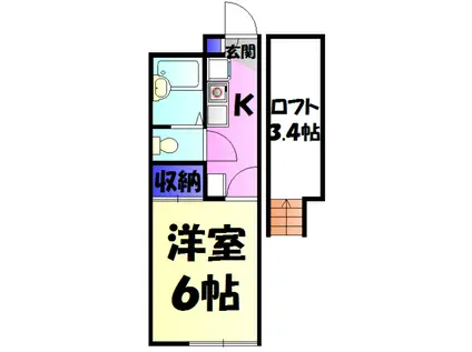 レオパレスフラワーガーデンⅡ(1K/1階)の間取り写真