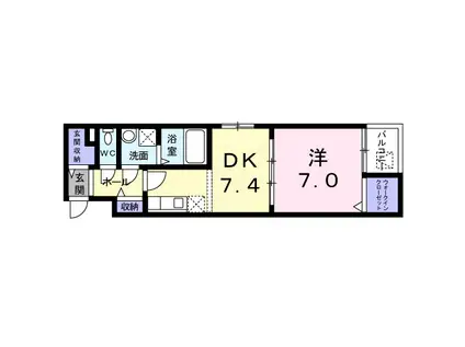 K.OレーベンⅡ(1DK/3階)の間取り写真