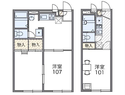 レオパレスWAKAMIZU 3(1K/3階)の間取り写真