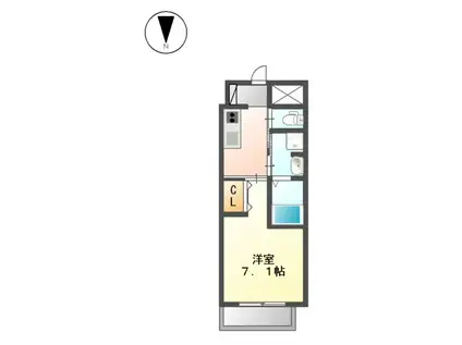 プリオール椿PART2(1K/4階)の間取り写真