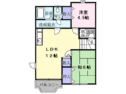 ピュアハウス(2LDK/2階)の間取り写真