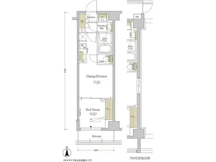 アーバネックス菊川(1DK/7階)の間取り写真
