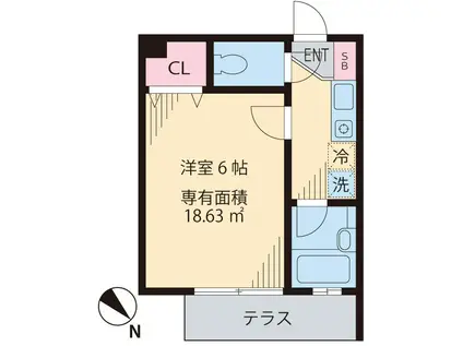 メゾンブラン(1K/1階)の間取り写真