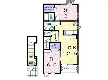 プロスペリティ緑(2LDK/2階)の間取り写真