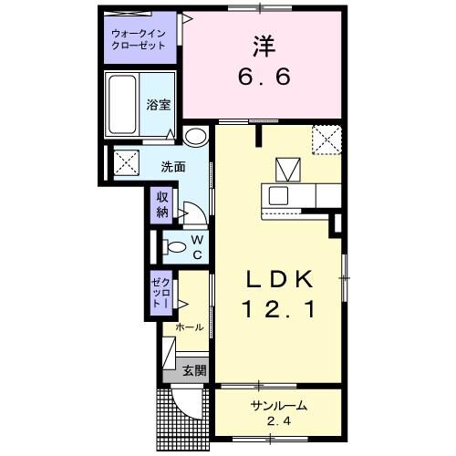 リバードシー Ⅲ(1LDK/1階)の間取り写真