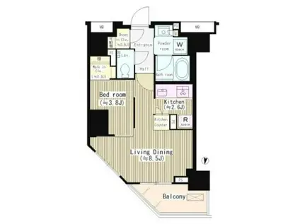 パークリュクス西新宿(1LDK/8階)の間取り写真