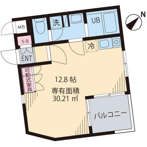 サニーサイドヒル(ワンルーム/2階)の間取り写真