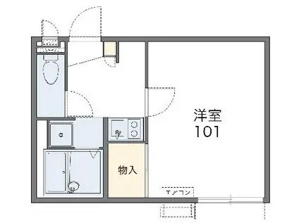 レオパレス中割(1K/1階)の間取り写真