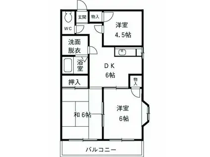 メゾン大原(3DK/2階)の間取り写真
