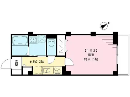 ムサシヤレジデンス(1K/1階)の間取り写真