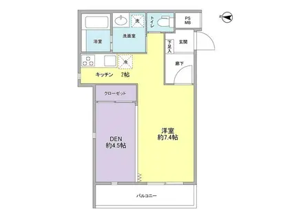 メゾンプリムヴェール(ワンルーム/3階)の間取り写真