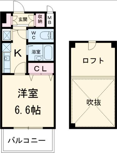 ビイルーム新宿(1K/6階)の間取り写真