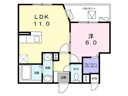 ル・クラージュ(1LDK/5階)の間取り写真