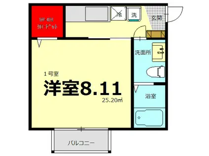 CAREL新鎌ケ谷(1K/2階)の間取り写真