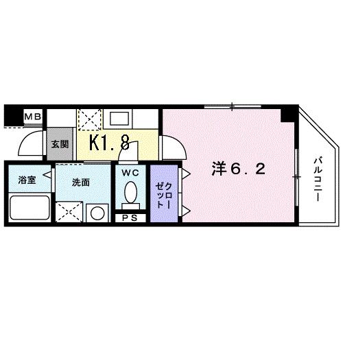 シャトル2(1K/2階)の間取り写真