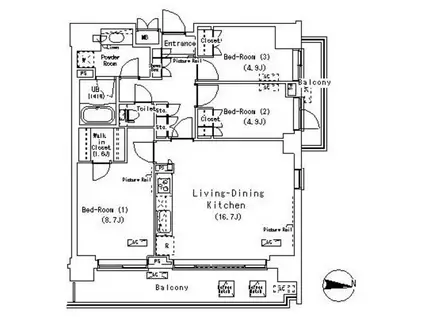 パークアクシス辰巳ステージ(3LDK/9階)の間取り写真