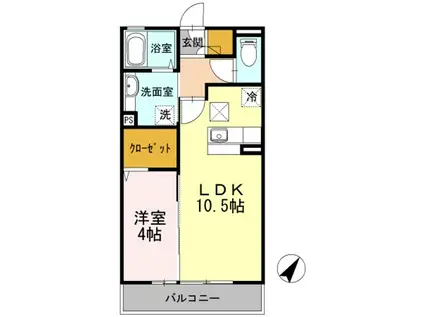 ペイサージュ成城(1LDK/1階)の間取り写真