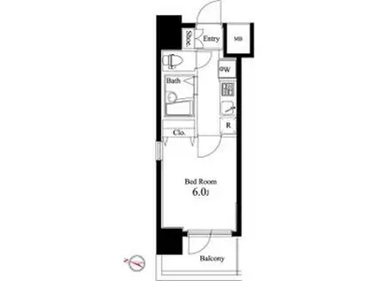 ハーモニーレジデンス池袋(1K/4階)の間取り写真