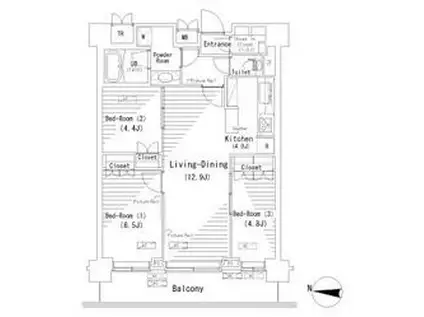 パークアクシス辰巳ステージ(3LDK/10階)の間取り写真