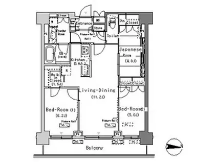 パークアクシス辰巳ステージ(3LDK/13階)の間取り写真