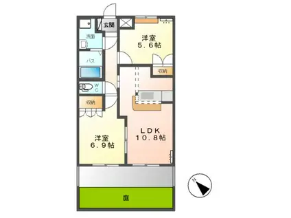 ふらわガーデン・波崎A(2LDK/1階)の間取り写真