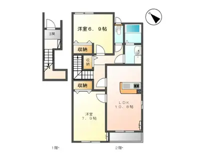 ルミエールⅡ(2LDK/2階)の間取り写真
