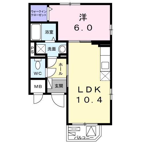セレッソ 和 1(1LDK/2階)の間取り写真