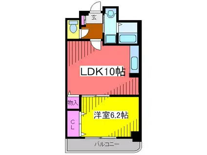 ラポール西大島ウエスト(1LDK/5階)の間取り写真