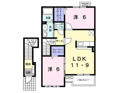 プリムローズ・K Ⅱ(2LDK/2階)の間取り写真