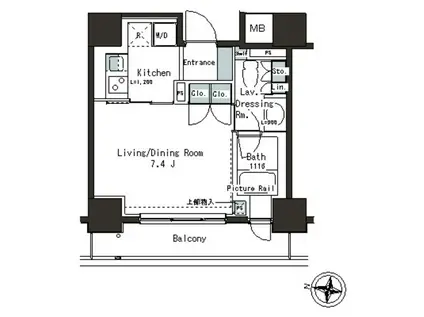 パークアクシス本郷の杜(1K/7階)の間取り写真